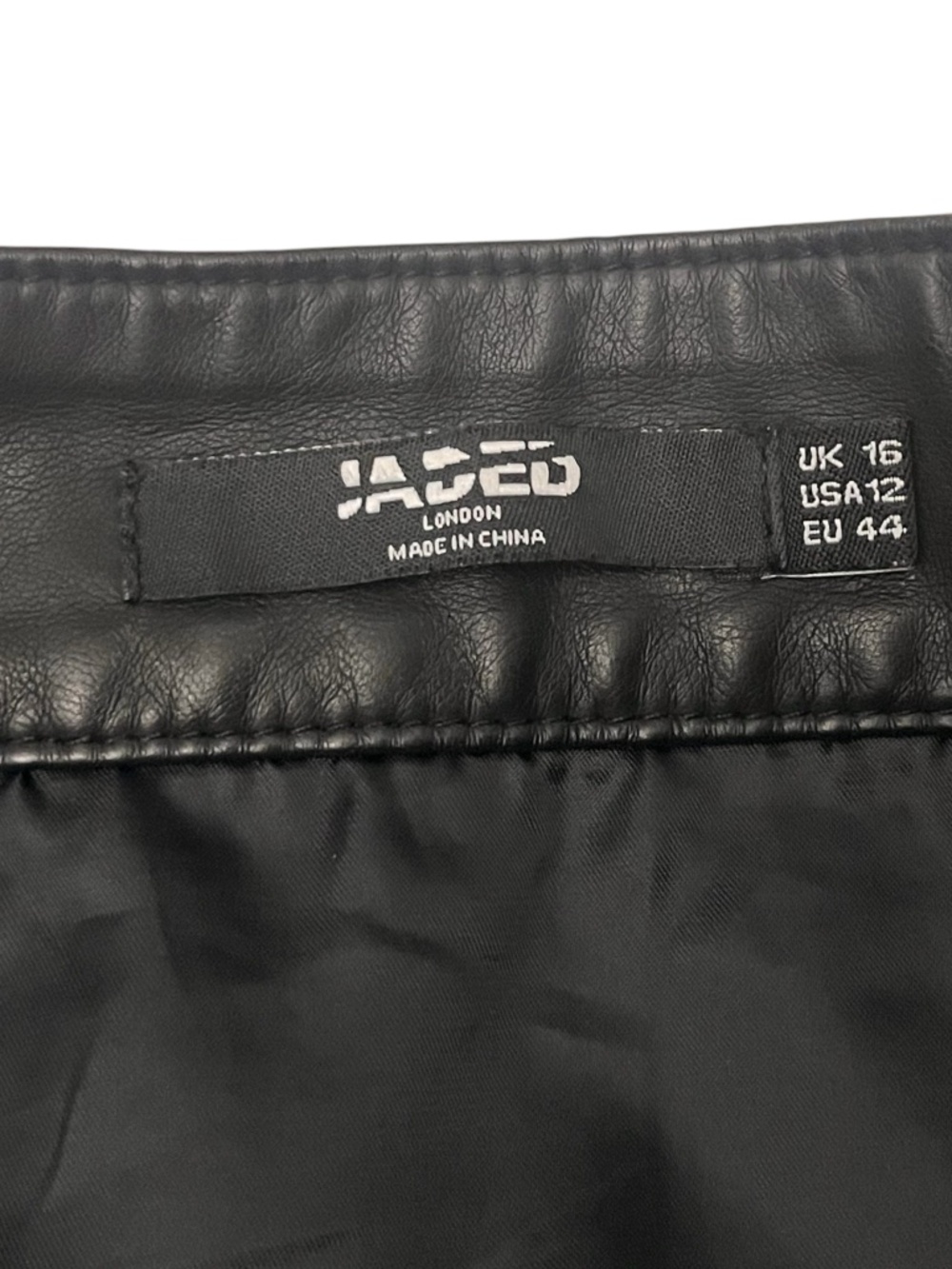 Jaded London Daytona Racing Patch Mini Skirt Vegan Leather Y2K Moto UK 16 US 12 - Picture 4 of 7